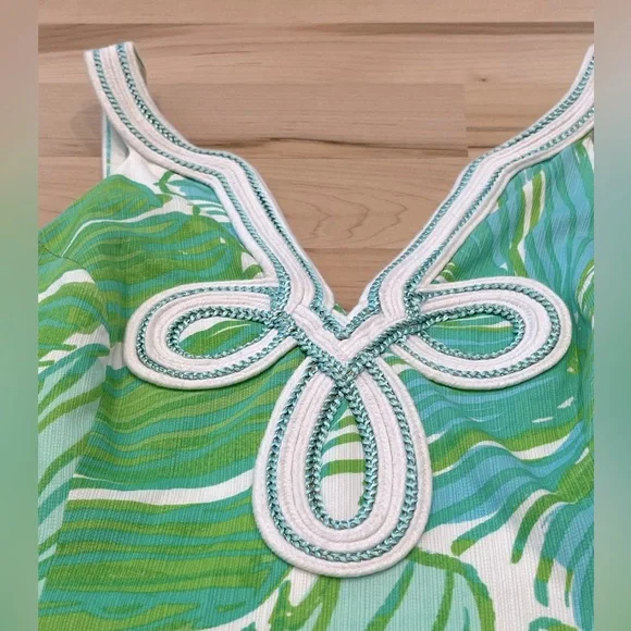 Lilly Pulitzer Tessa Shift Dress in Green Sheen Fronds Place and Size 2 - Picture 6 of 13